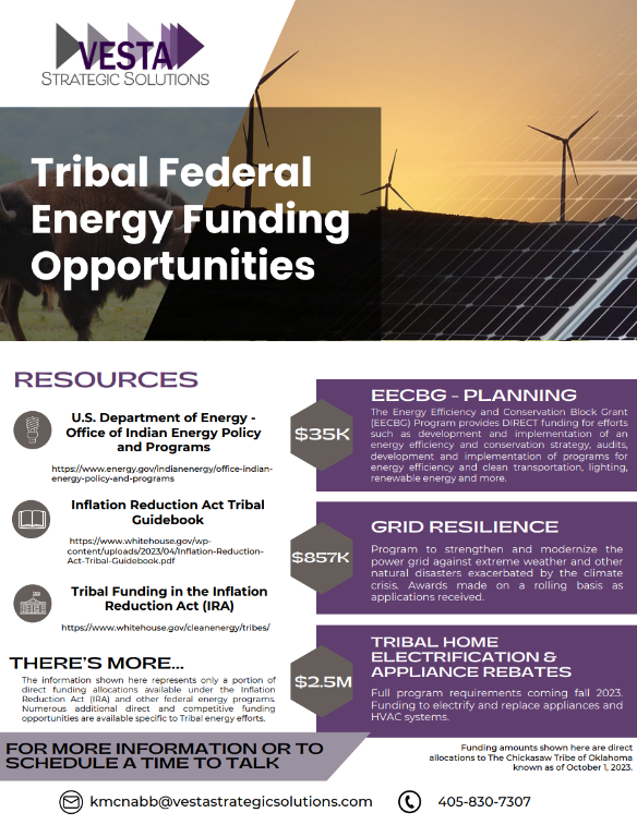 Thumbnail of Tribal Federal Energy Funding Opportunities flyer